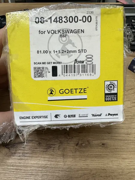 Поршневые кольца GOETZE 1.6 VAG — новые 4шт