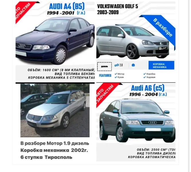 В Разборе Ауди А4 А6